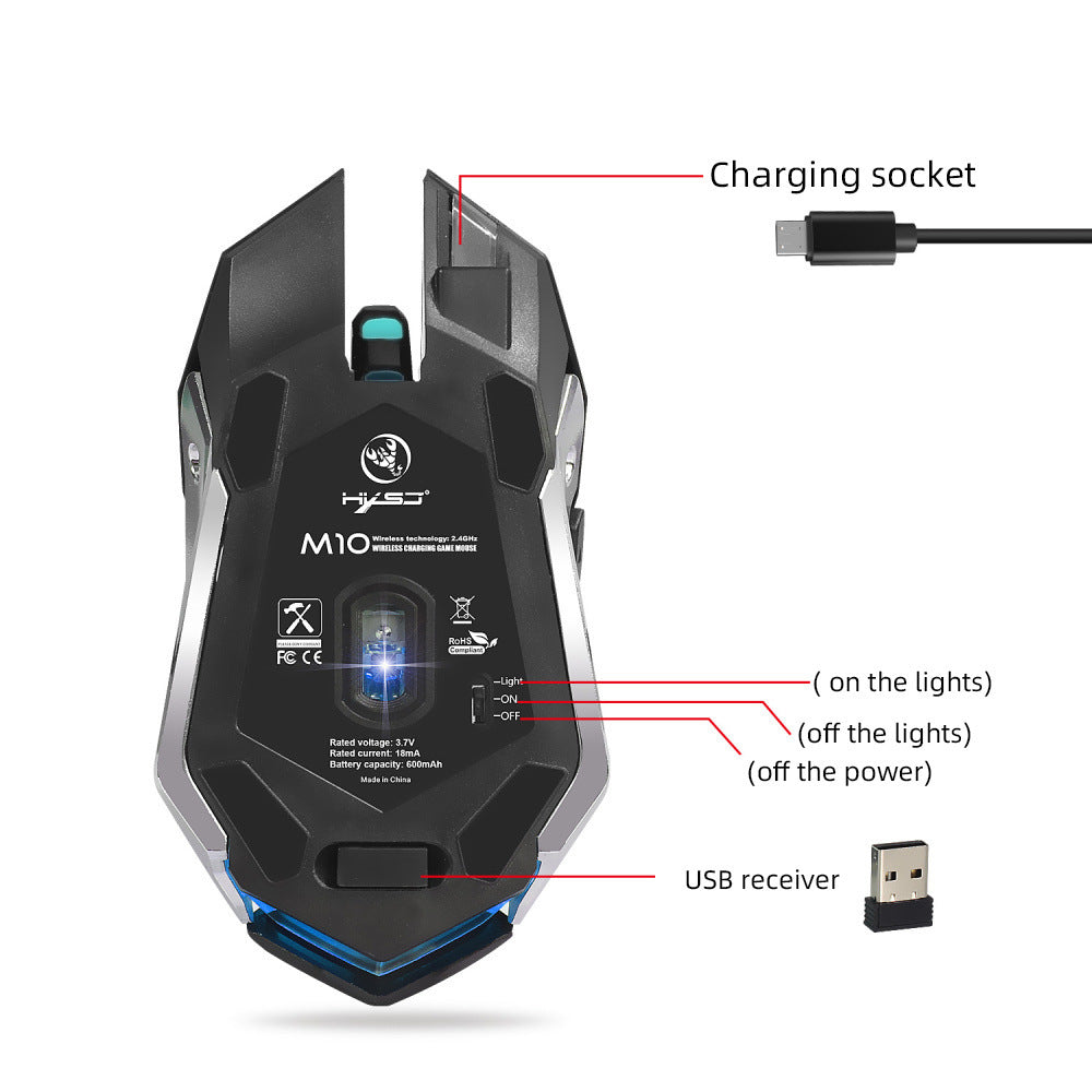 HXSJ Wireless Gaming Mouse – 2.4G, RGB Glowing Design